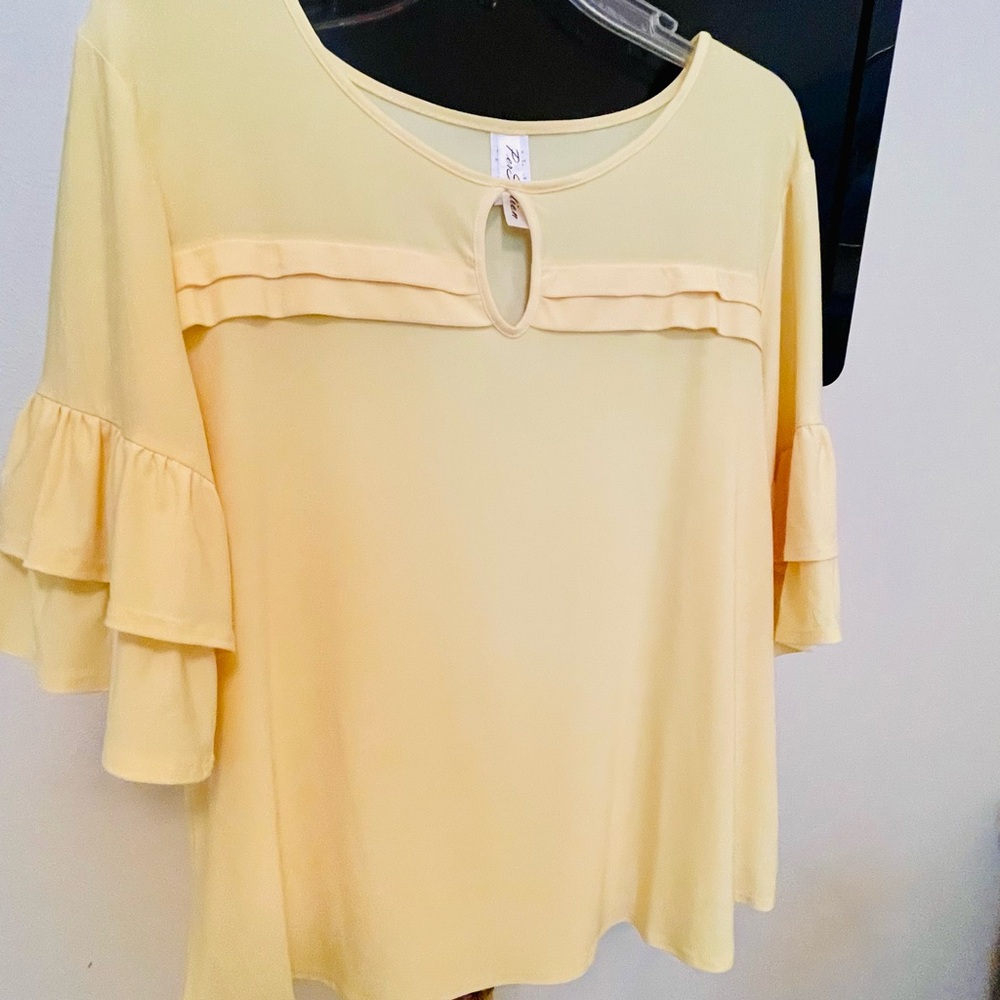 Yellow Ruffled Sleeve Top